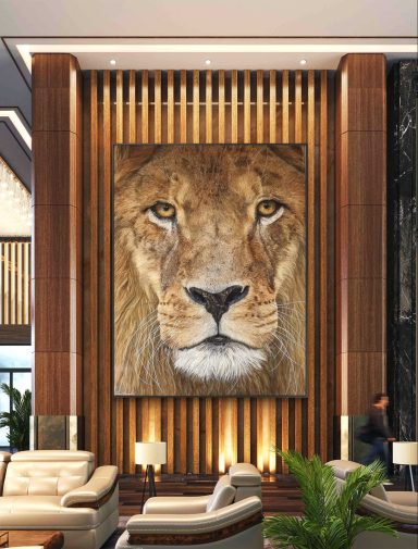 Reproduction certifiée et numérotée de l’œuvre El Rey, le lion par Anne Marguet

