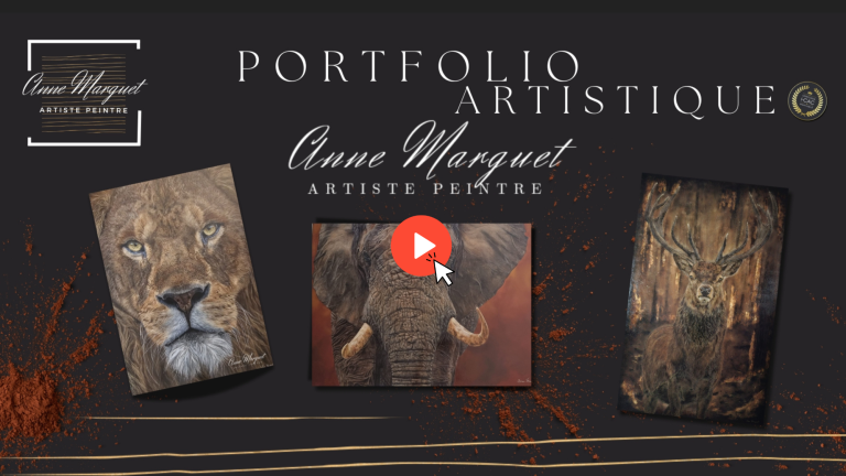 Aperçu du portfolio vidéo d'Anne Marguet, peintre spécialisé en art animalier au pastel sec et à l'acrylique.