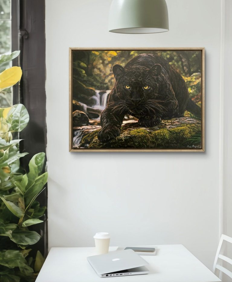 Tableau "Panthera" la panthère noire accroché mur intérieur décoration
