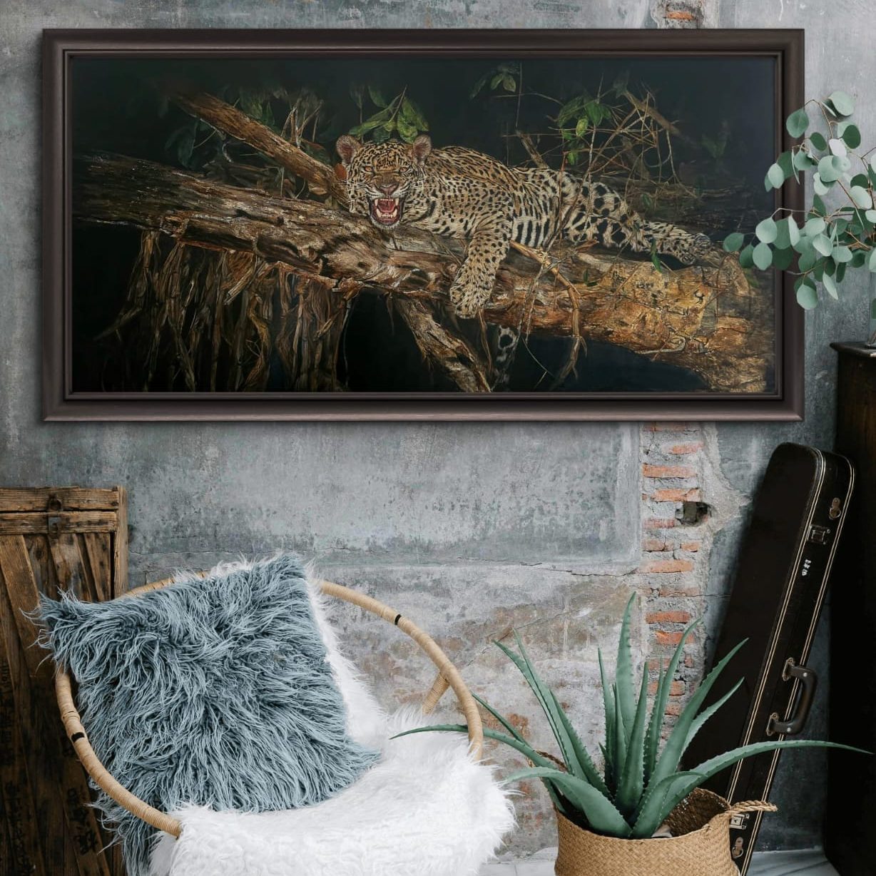 Tableau Jaguar Tableau-jaguar-peinture-acrylique-exposition-mur