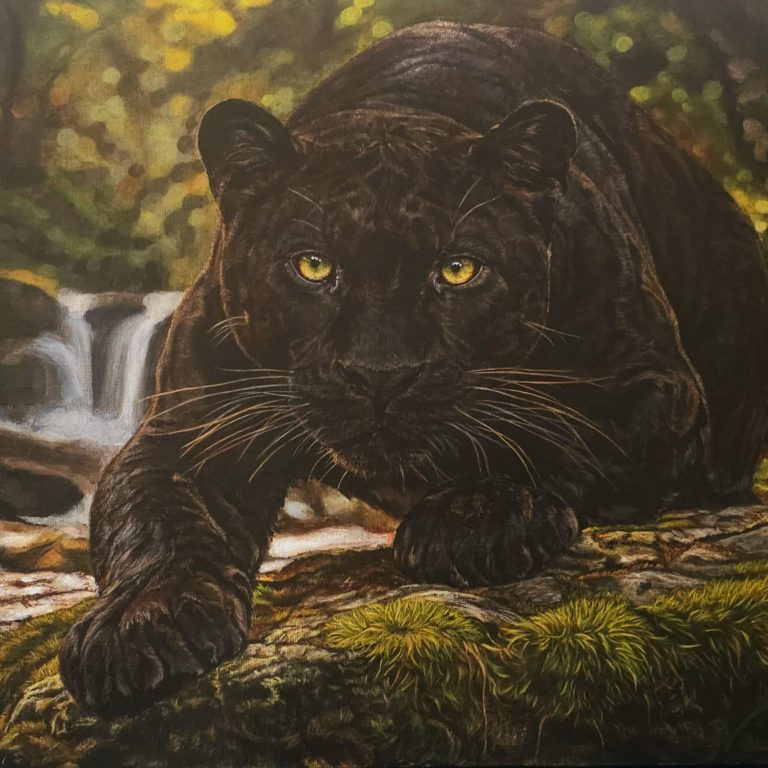Panthera - La panthère noire peinte à l'acrylique