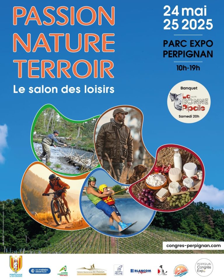 Affiche du salon "Passion Nature Terroir" à Perpignan, 24-25 mai 2025. Activités et loisirs.